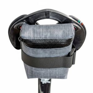 Aero lightweight low profile mini saddle bag mounted under a road bike saddle