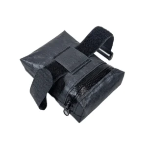 Small, lightweight, and waterproof bike saddle bag with a low-profile design, YKK zipper, and Velcro attachment.