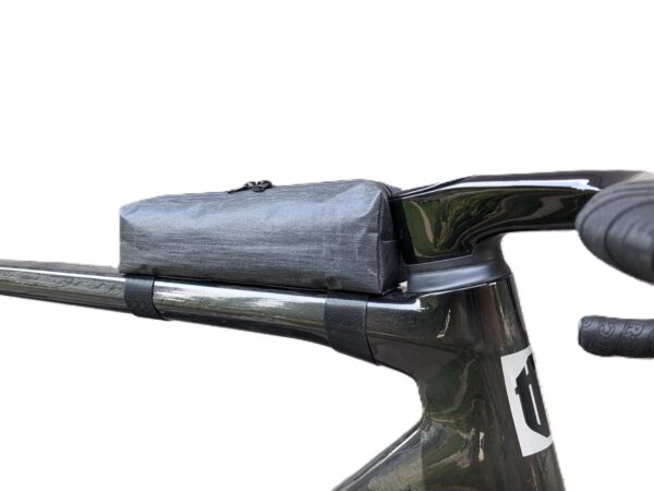 Custom lightweight top tube bike bag with Velcro attachment