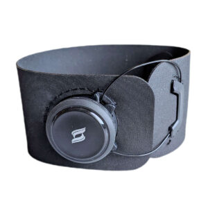 Rotary dial BOA-style strap for precise bike bag attachment.